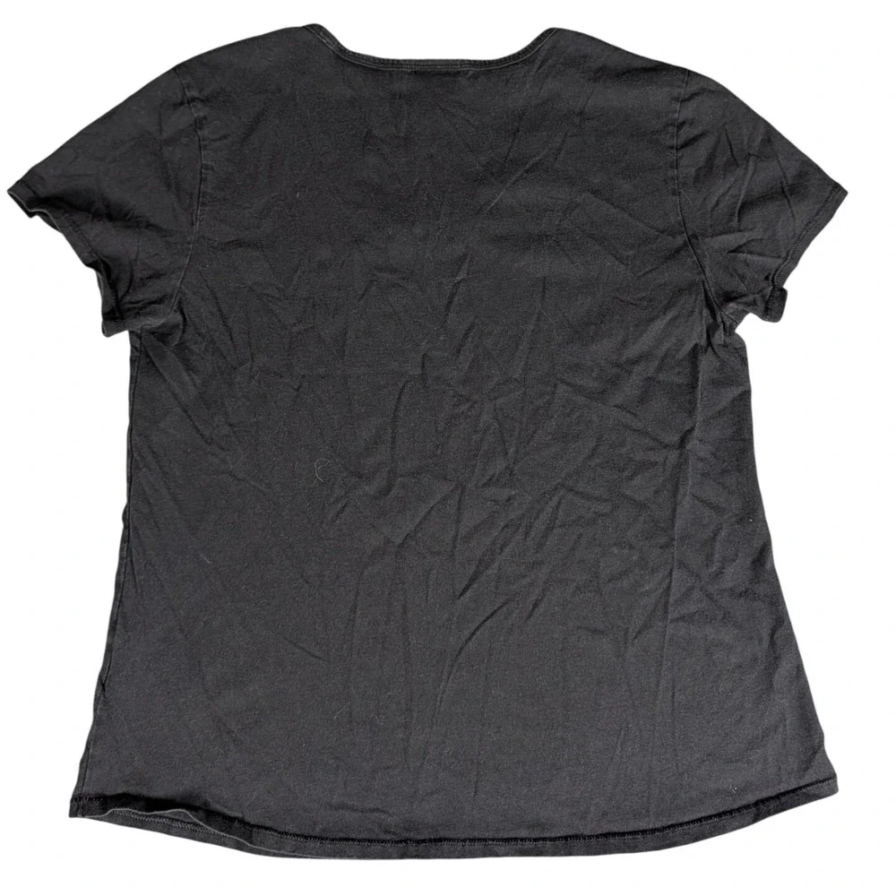 The North Face Womens Scoop Neck Short Sleeve‎ T-Shirt Black Embroidered Logo L - Picture 2 of 8